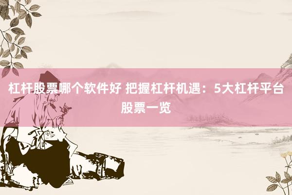 杠杆股票哪个软件好 把握杠杆机遇：5大杠杆平台股票一览