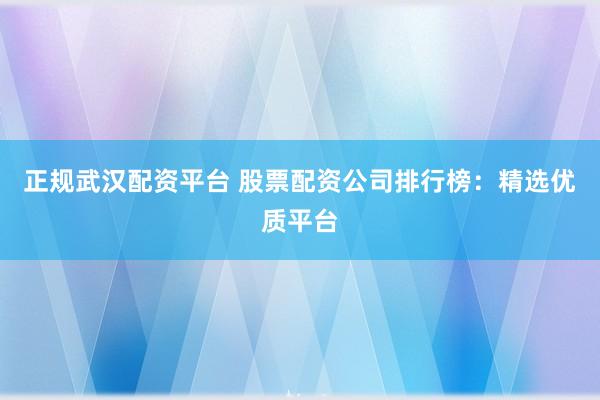 正规武汉配资平台 股票配资公司排行榜：精选优质平台