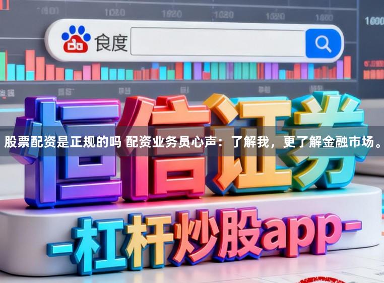 股票配资是正规的吗 配资业务员心声：了解我，更了解金融市场。